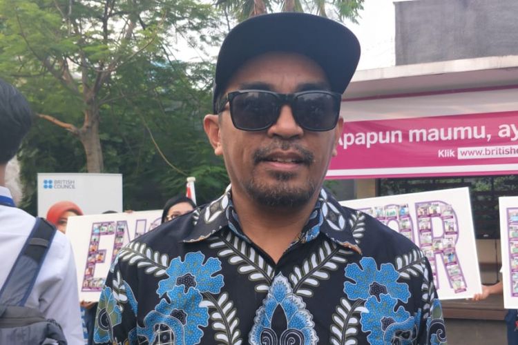 Glenn Fredly ditemui usai jumpa pers peluncuran English for Indonesia di Kedutaan Besar Inggris, Kuningan, Jakarta Selatan, Selasa (2/10/18).