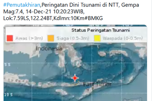 Gempa M 7,4 Guncang NTT, Selayar Berstatus Siaga Tsunami dan Bulukumba Waspada