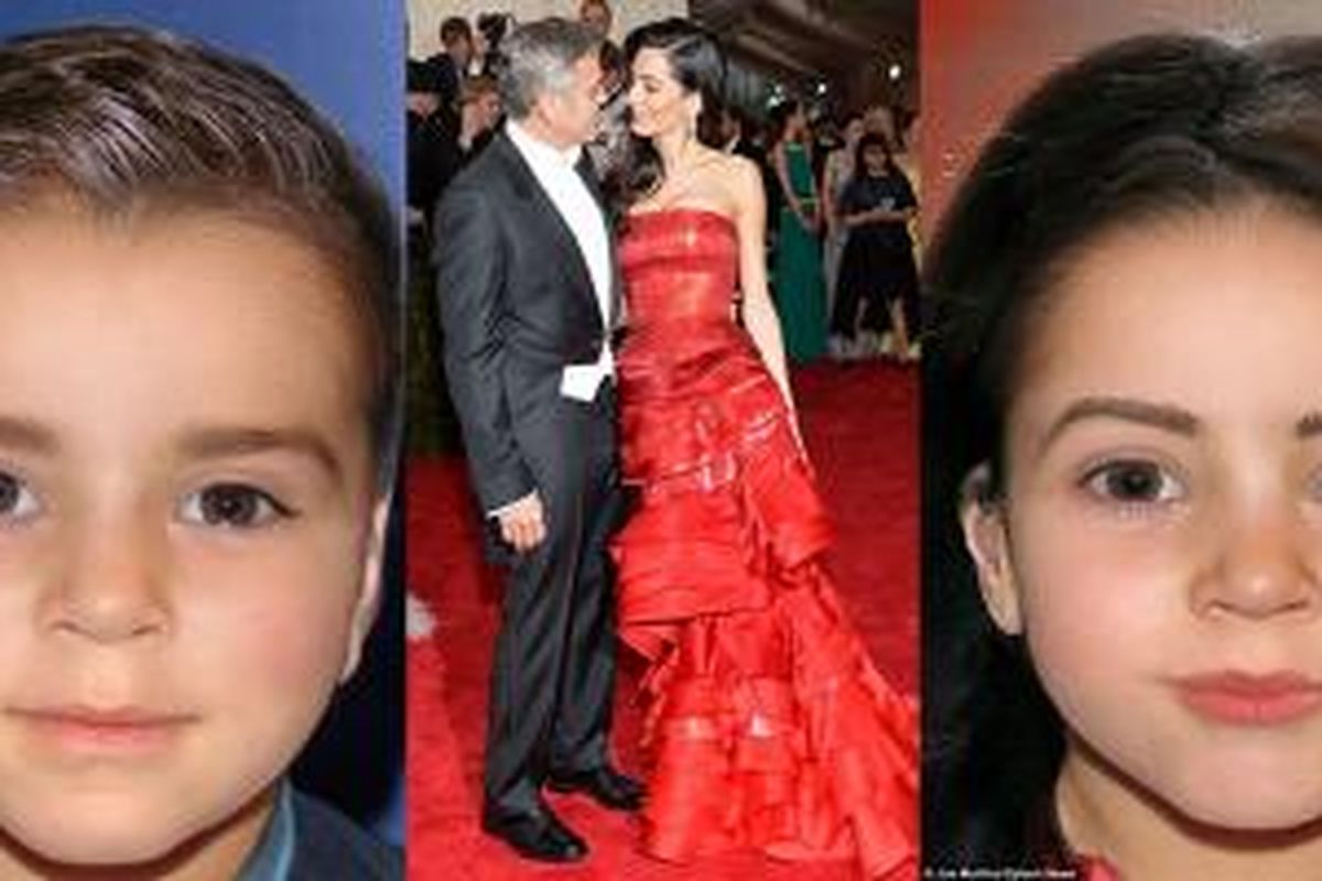 Dengan menggabungkan fitur wajah antara George dan Amal, maka didapatlah dua foto anak kecil satu perempuan dan satu laki-laki yang sangat rupawan.