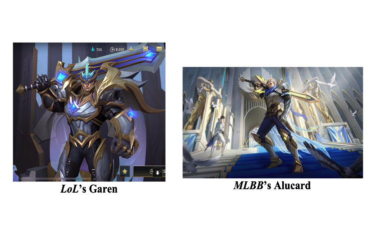 Ilustrasi desain hero Alucard di Mobile Legends yang mirip Garen di LoL