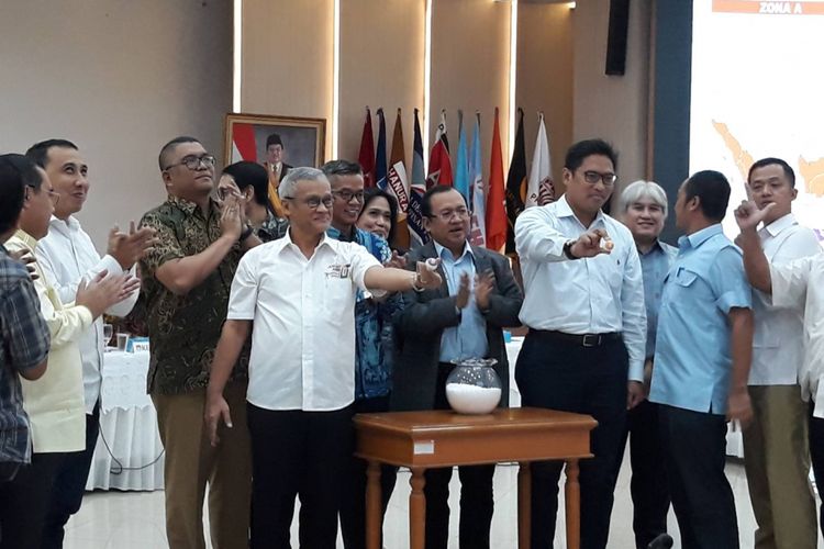 Rapat pengundian zonasi kampanye rapat umum di kantor KPU, Menteng, Jakarta Pusat, Rabu (6/3/2019)