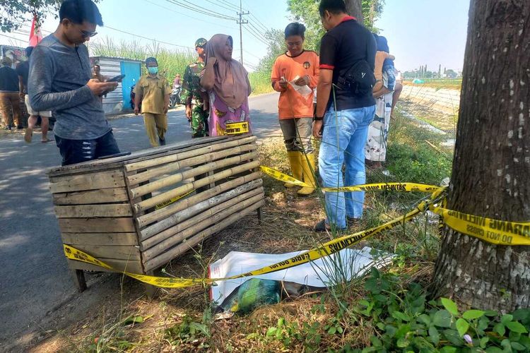 Sesosok jenazah bayi ditemukan di tepi jalan Mojoagung - Sumobito, Kabupaten Jombang, Jawa Timur, Senin (12/8/2024) pagi.