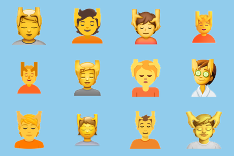 Emoji person getting massage
