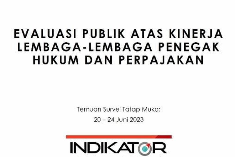 Peneliti utama Indikator Politik Indonesia, Burhanuddin Muhtadi saat memaparkan survei tentang kepercayaan publik terhadap lembaga penegak hukum, Minggu (2/7/2023).