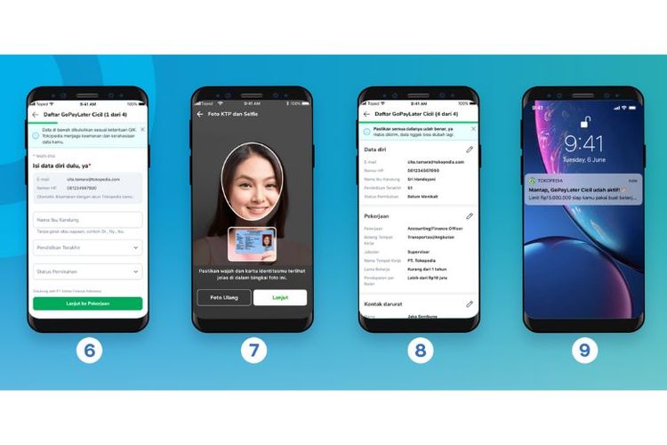 Langkah kenam sampai kesembilan mengaktivasi GoPayLater cicil. 