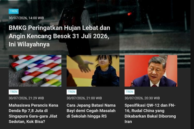 [POPULER TREN] Wilayah Hujan Lebat 31 Juli 2026 | Update Harga BBM Malaysia, Lebih Murah dari Indonesia?