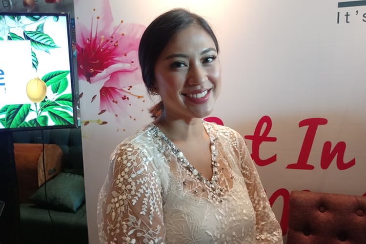 Tyna Kanna Mirdad ketika menghadiri peluncuran rangkaian intimate care oleh Corine de Farme di kawasan Kuningan, Jakarta Selatan, Selasa (24/9/2019).