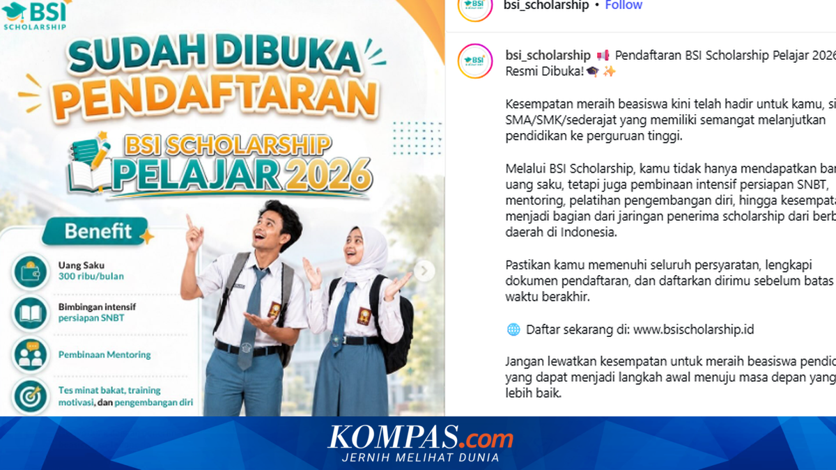 BSI Scholarship Pelajar 2026 untuk SMA/Sederajat, Dapat Uang Saku Bulanan dan Bimbingan Persiapan SNBT