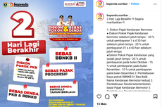 Pemutihan Pajak Kendaraan di Sumatera Barat Berakhir 2 Hari Lagi