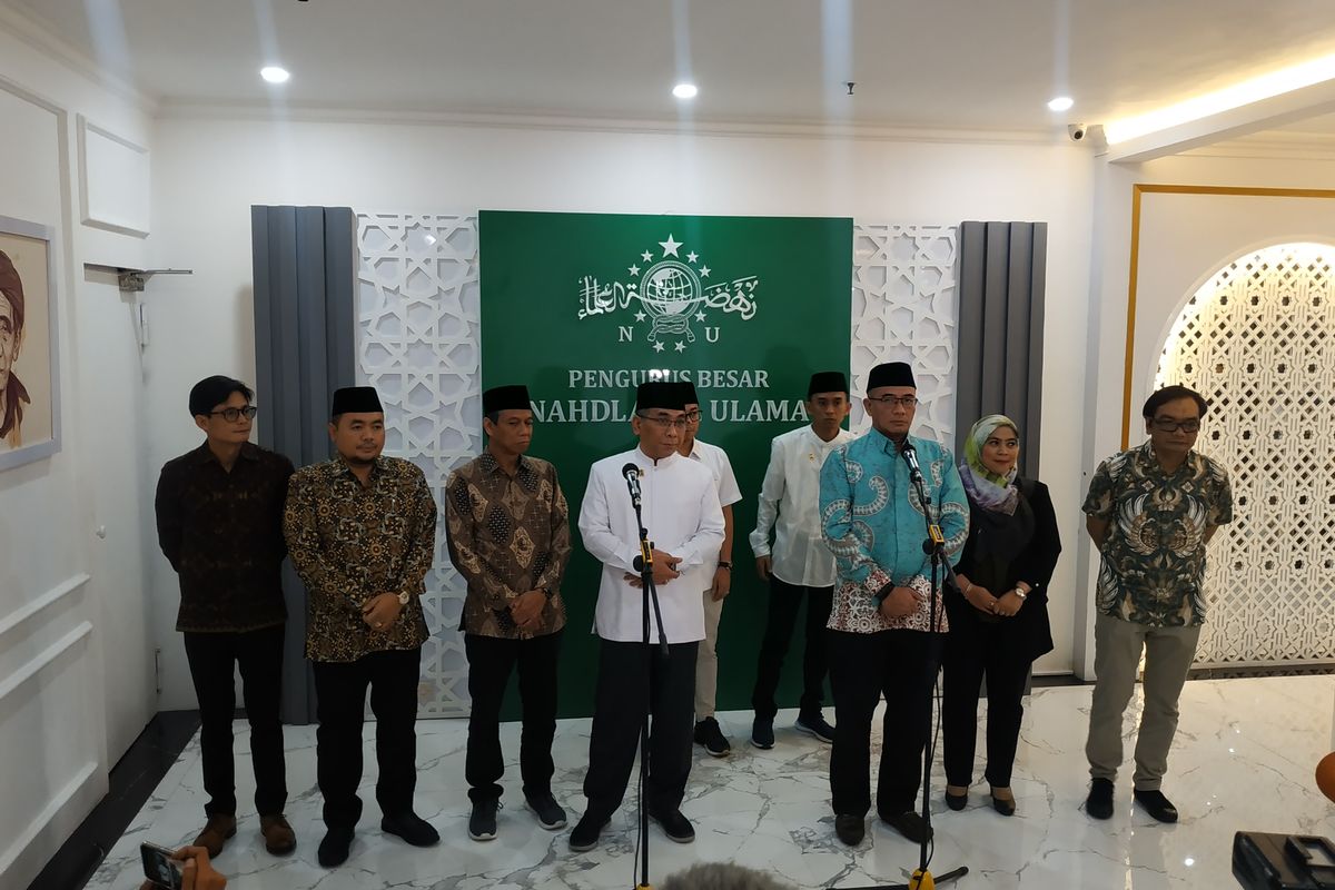 Komisi Pemilihan Umum (KPU) RI menyambangi Pengurus Besar Nahdlatul Ulama (PBNU), di kantor PBNU, Jakarta Pusat, Rabu (4/1/2023). 