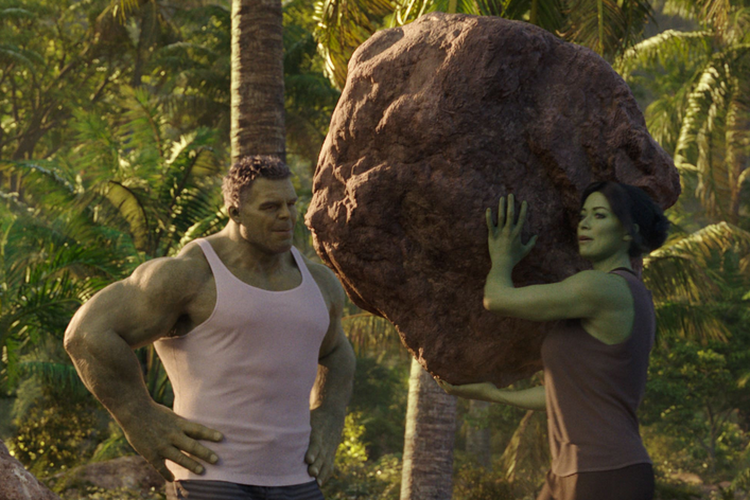 Mark Ruffalo and Tatiana Maslany in She-Hulk: Attorney at Law (2022)