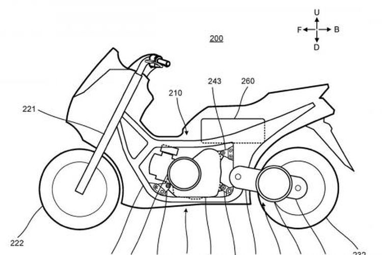 Sebuah gambar paten yang diduga Yamaha TMAX versi hybrid beredar di internet