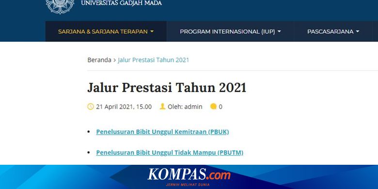Ugm Buka Seleksi Jalur Prestasi 2021 Ini Syarat Dan Ketentuannya Halaman All Kompas Com