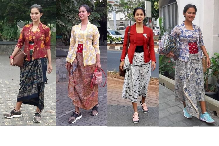 Perpaduan kebaya dengan sneakers ala Wisni Indarto(instagram)