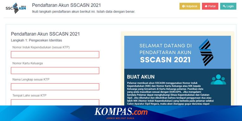 Cara Buat Akun Dan Daftar Cpns 2021 Di Www Sscasn Bkn Go Id Halaman All Kompas Com