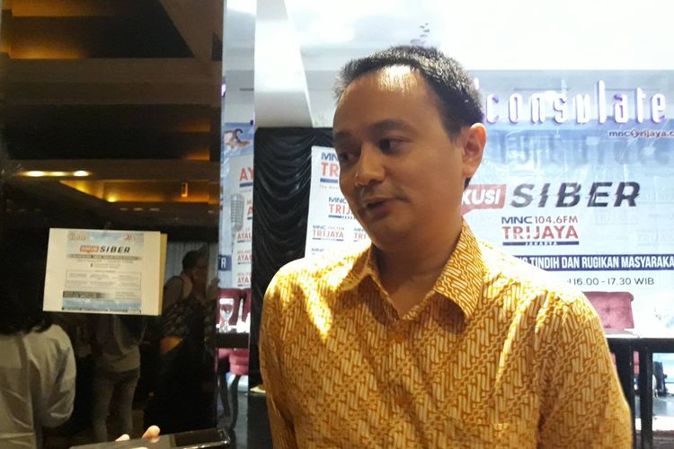 Anggota Komisi I DPR RI Jerry Sambuaga dalam diskusi RUU Kamtan Siber, Tumpang Tindih dan Rugikan Masyarakat? di kawasan Menteng, Jakarta Pusat, Rabu (21/8/2019).