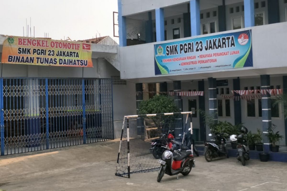 SMK PGRI 23 Jakarta di Srengseng Sawah, Jagakarsa, Jakarta Selatan. Foto diambil Jumat (24/8/2018).