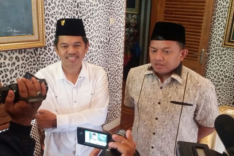 Ketua DPD Partai Gerindra Jawa Barat Mulyadi saat berkunjung ke Purwakarta bertemu Dedi Mulyadi bahas pencalonan Pilgub Jabar 2018, Selasa (13/6/2017).