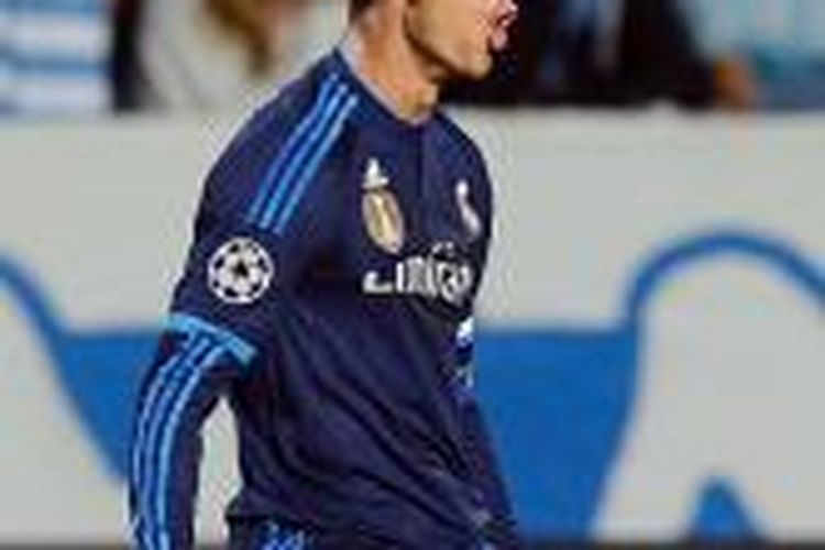 Cristiano Ronaldo meluapkan ekspresinya saat mencetak gol ke gawang Malmo, Rabu (30/9/2015). 
