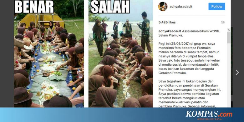 Komentar Adhyaksa Dault Soal Anggota Pramuka Makan Nasi Beralaskan