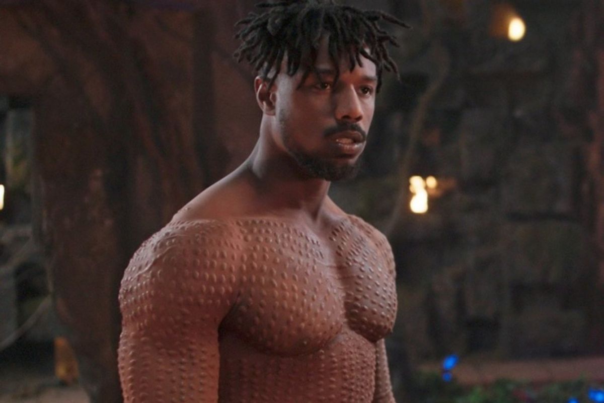 Michael B. Jordan di film Black Panther.