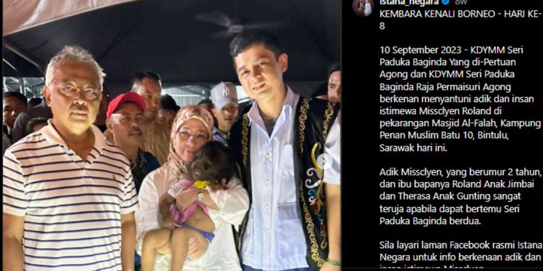 Tangkapan layar pertemuan Raja Malaysia dengan bocah 2 tahun asal Sarawak yang dijuluki sebagai anak serigala.