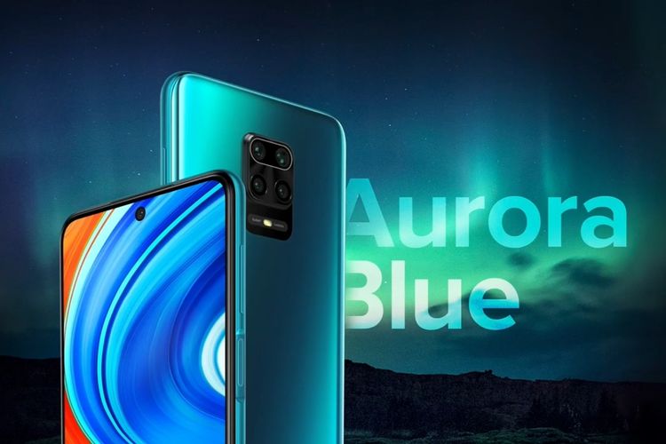 Redmi Note 9 Pro Max varian Aurora Blue.