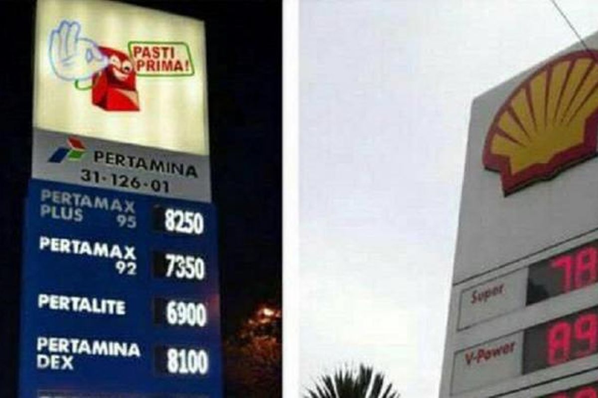 Ilustrasi: Harga BBM Pertamina dan Shell, beberapa waktu lalu