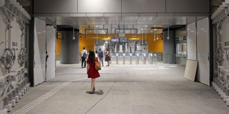 Pemandangan salah satu stasiun baru pada MRT Downtown tahap ketiga