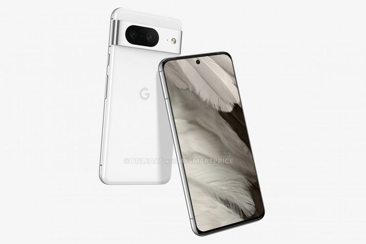 Render grafis Google Pixel 8 yang dibagikan akun pembocor Onleaks di Twitter.