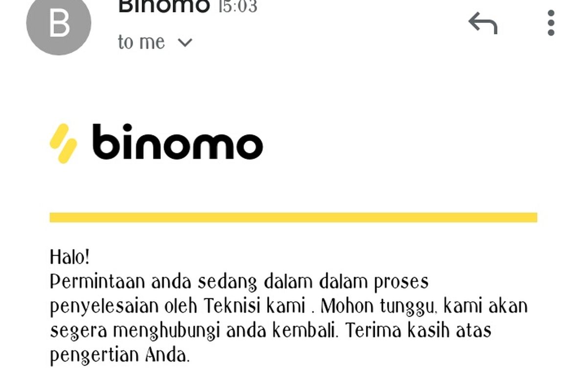 Balasan Binomo kepada Kompas.com terkait tudingan kegiatan usaha investasi ilegal, Jakarta, Senin (25/11/2019).
