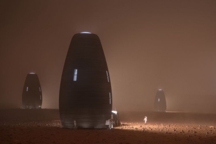 Rancangan rumah di Mars yang didesain oleh perusahaan AI SpaceFactory