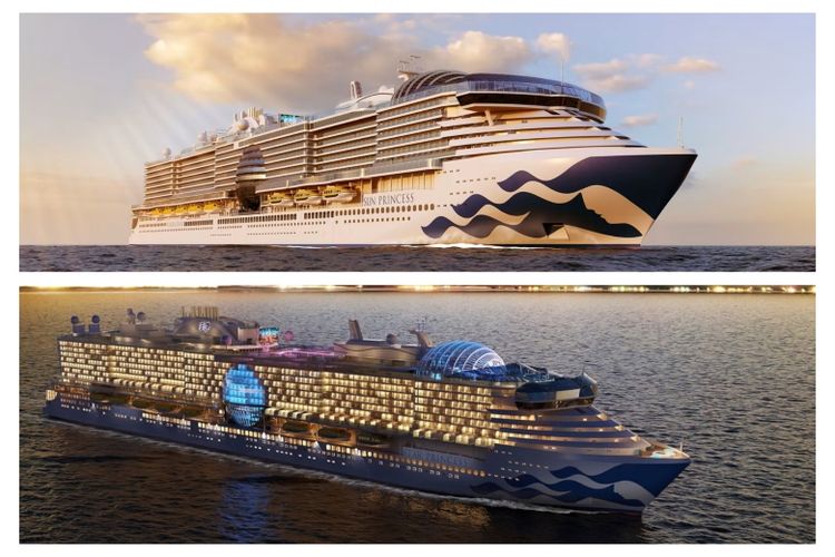 Dua kapal pesiar generasi terbaru Princes Cruises, Sun Princess (atas) dan Star Princess (bawah). 