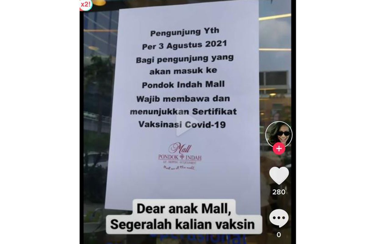 Viral di media sosial TikTok, sebuah video rekaman yang menampilkan pengumuman tertulis tentang aturan baru yang harus dipatuhi ketika masuk ke Pondok Indah Mall (PIM) Jakarta Selatan. 
