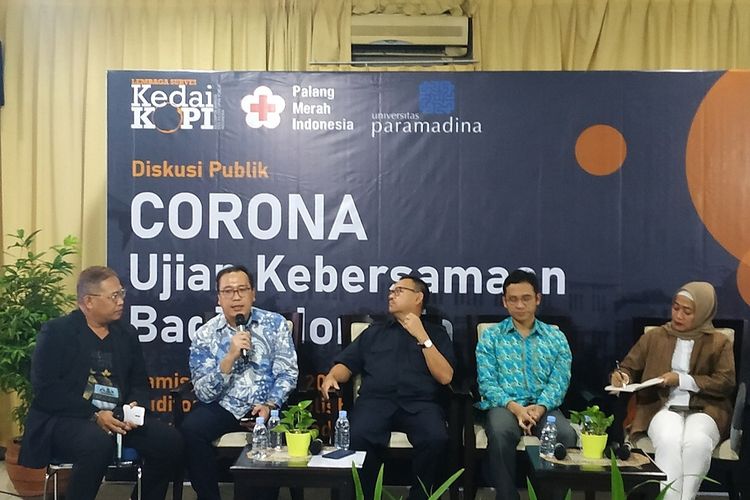 Direktur Eksekutif Lembaga Survei KedaiKOPI Kunto Adi Wibowo dalam diskusi di Universitas Paramadina, Jakarta Selatan, Kamis (5/3/2020). 