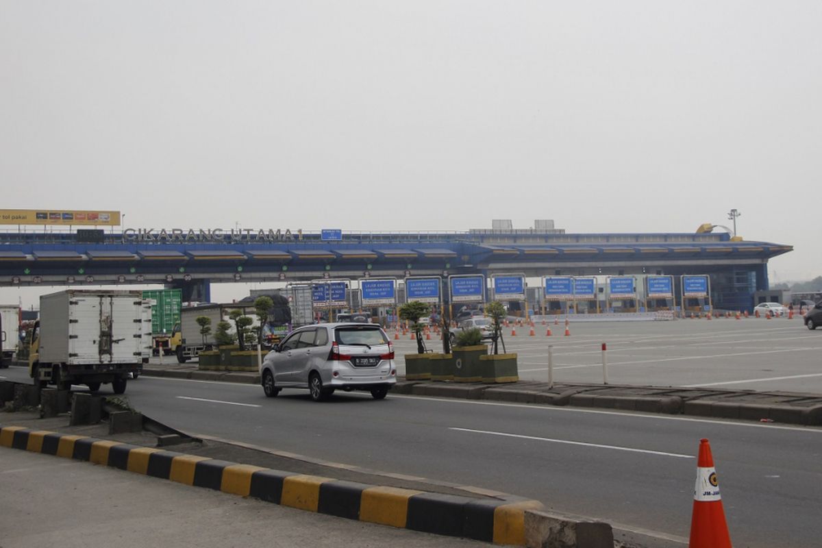 Kondisi Gerbang Tol Cikarang Utama pada Kamis (31/5/2018).