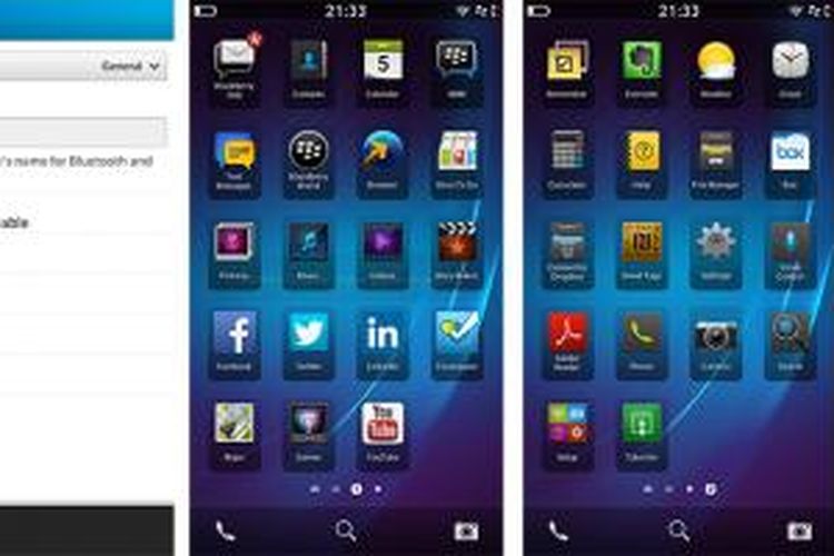Tampilan homescreen BlackBerry Z3