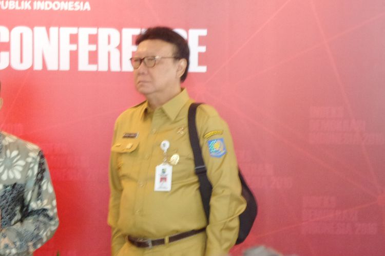 Menteri Dalam Negeri Tjahjo Kumolo di Hotel Kartika Chandra Jakarta, Selasa (5/12/2017).