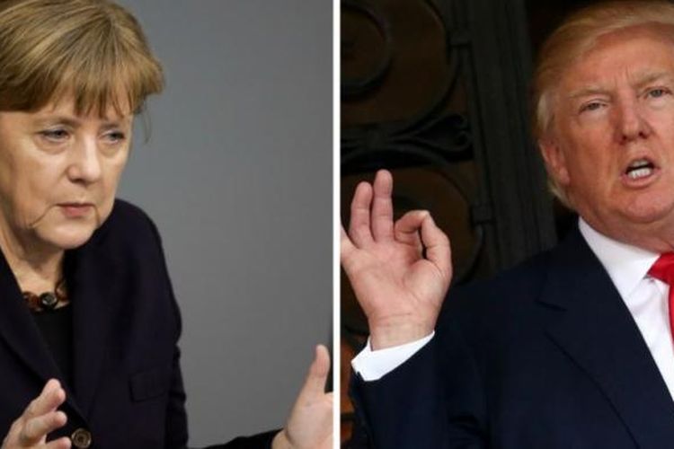 Kanselir Jerman Angela Merkel dan Presiden AS Donald Trump