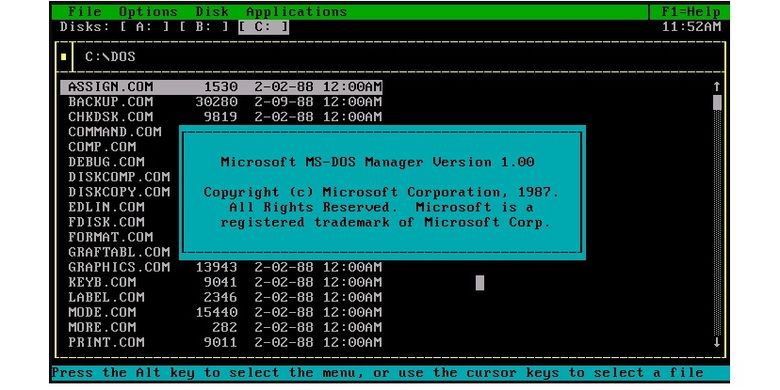 Tampilan sistem operasi Microsoft, MS-DOS