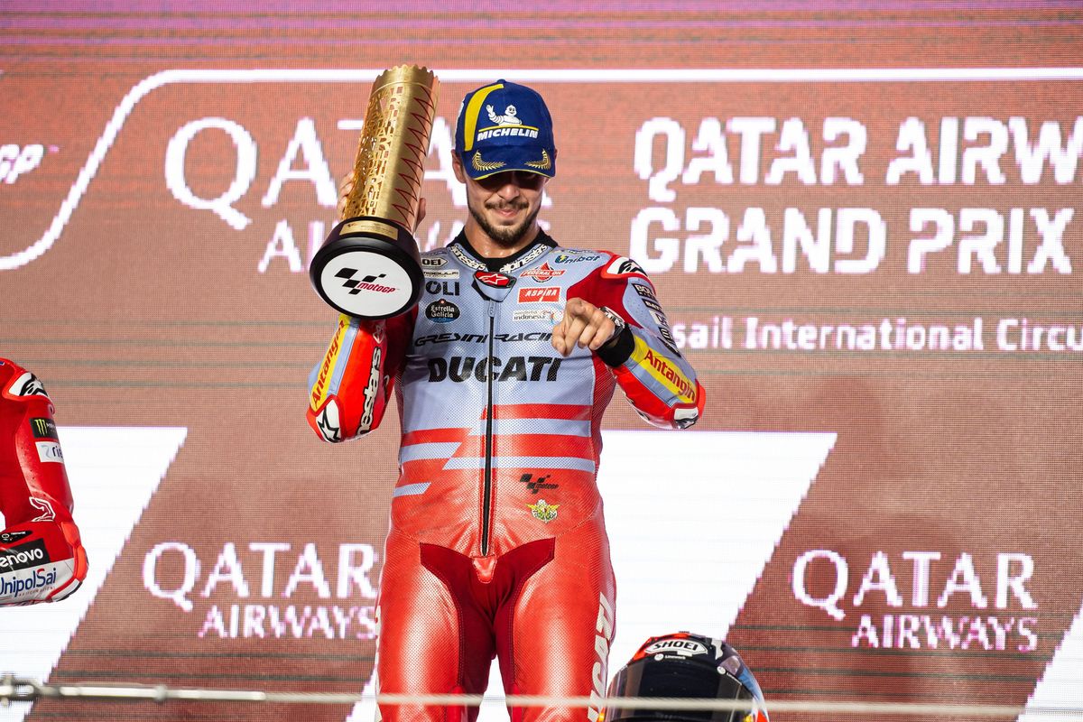 Fabio Di Giannantonio saat meraih kemenangan pertamanya pada MotoGP Qatar 2023