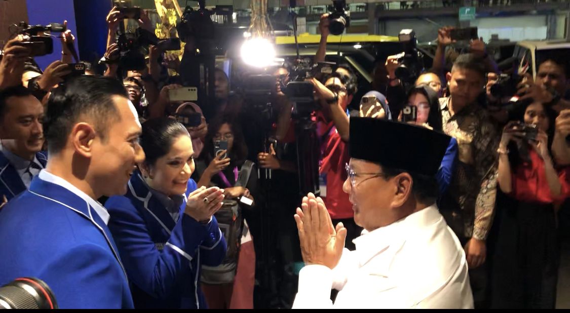 Sambut Prabowo di Rapimnas Demokrat, AHY: Semoga Barokah Ya Pak Acaranya