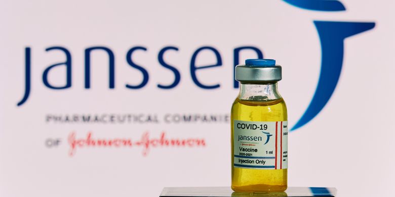 Ilustrasi vaksin Covid-19 Janssen yang diproduksi Johnson & Johnson. Vaksin dosis tunggal ini dapat izin penggunaan darurat WHO.