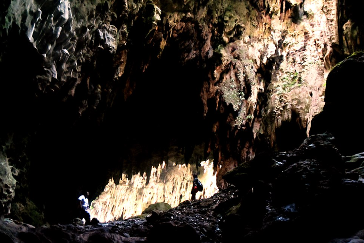 Lokasi penemuan fosil Homo Luzonensis di dalam ruang pertama Gua Callao di Peñablanca, Cagayan. Foto diambil selama proyek pemetaan Ekspedisi Schadow1 di Lembah Cagayan