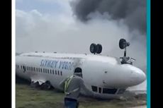 Video Pesawat Penumpang Terbalik Saat Mendarat di Somalia, Bodi Dilalap Api
