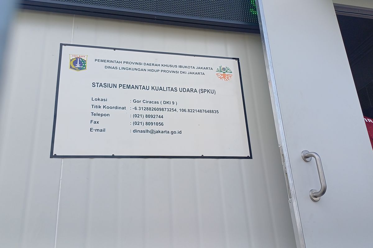 Kondisi Stasiun Pemantau Kualitas Udara (SPKU) di GOR Ciracas, Jakarta Timur, Jumat (26/1/2024).