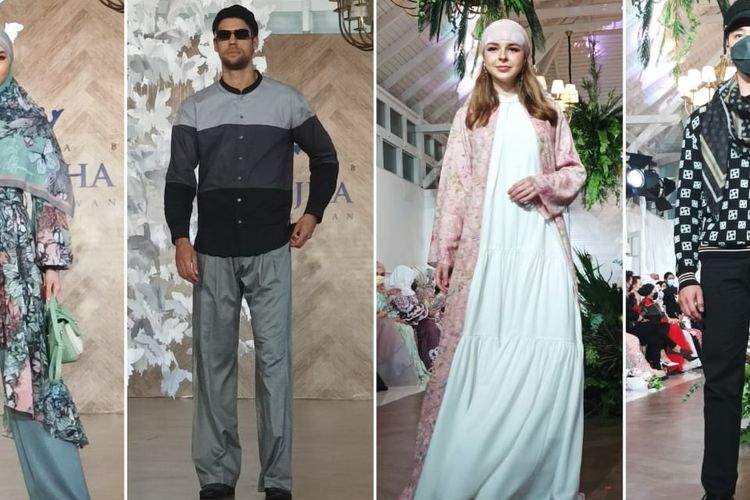 Busana muslim Mandjha Hijab di fashion show Raya Collection 2022 pada Rabu (23/2/2022)
