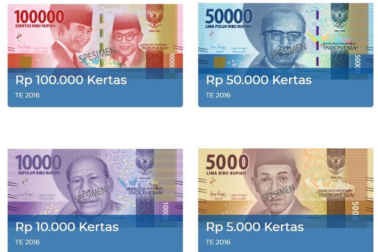 Ilustrasi daftar nama pahlawan di uang Rupiah kertas.