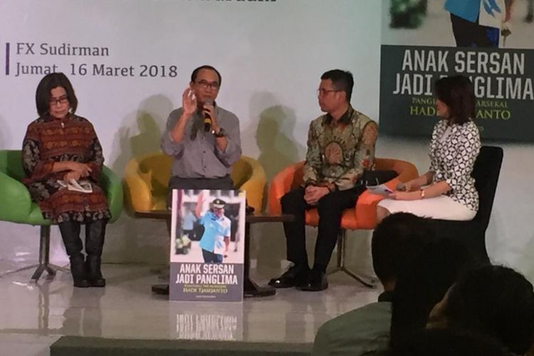 Bedah Buku Anak Sersan Jadi Panglima digelar oleh Komunitas Kebaya kopi dan Buku di FX Sudirman, Jakarta pada jumat (16/3/2018).