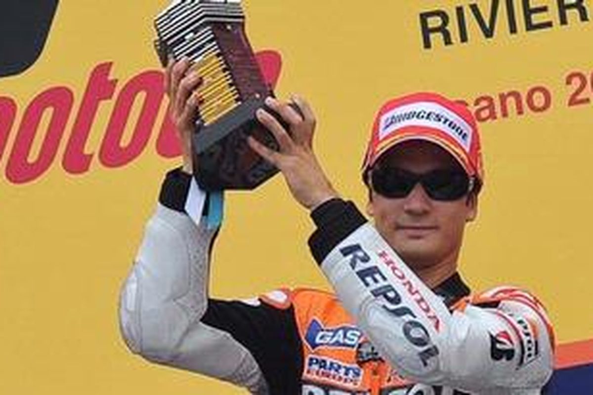 Dani Pedrosa, ketika menjuarai GP San Marino di Sirkuit Misano, Minggu (5/9/10).